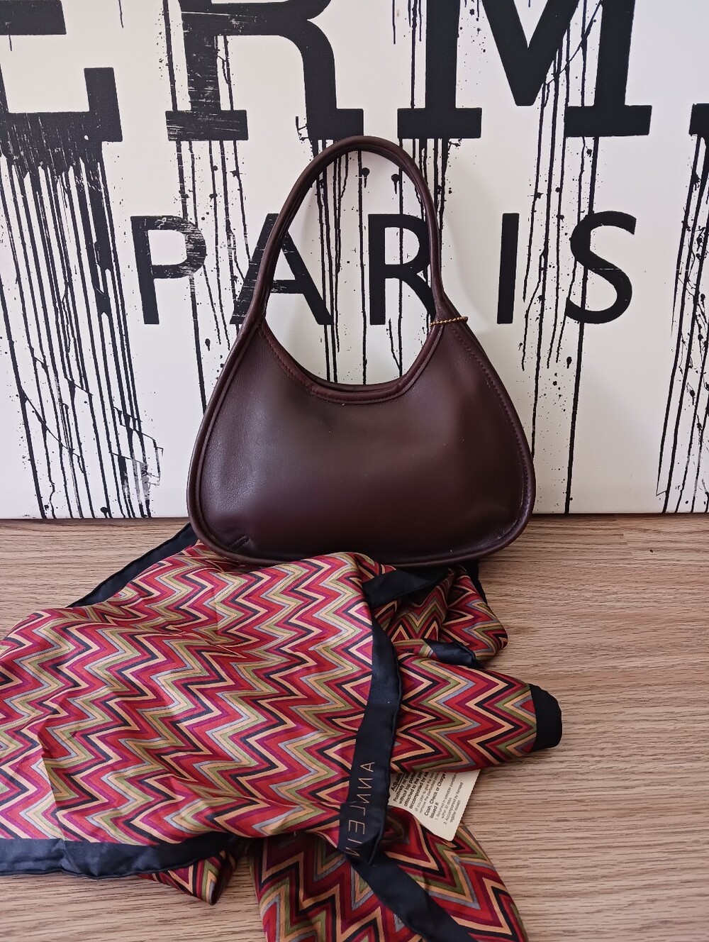 COACH 9027 Ergo Mini Handbag, August 1997, Dark Brown+ NWT Anne Klein Silk Scarf